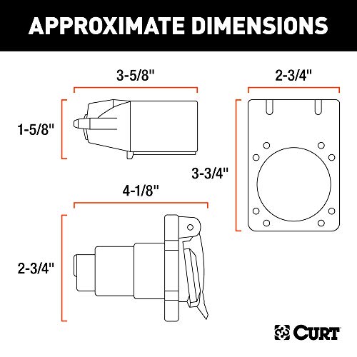 CURT 58152 Vehicle-Side and Trailer-Side 7-Pin RV Blade Wiring Harness Connectors