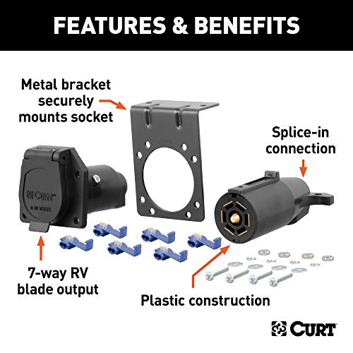 CURT 58152 Vehicle-Side and Trailer-Side 7-Pin RV Blade Wiring Harness Connectors