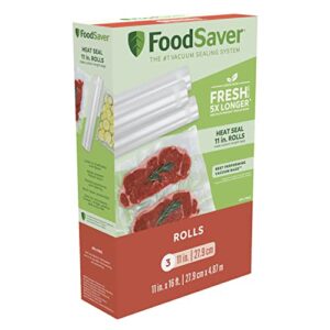 foodsaver 11″ x 16′ vacuum seal roll with bpa-free multilayer construction for food preservation, 11″ roll 3 pack