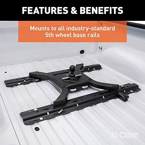 CURT 16085 Spyder 5th Wheel to Gooseneck Adapter Hitch, Fits Industry-Standard Rails, 25,000 lbs, 2-5/16-Inch Ball