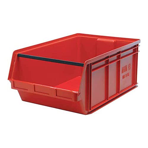 Quantum Storage QMS743RD Magnum Heavy Duty Plastic Storage Bin with Spread Bar, 29" x 18-3/8" x 11-7/8", Red