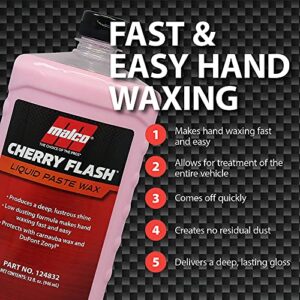 Malco Cherry Flash Automotive Liquid Paste Wax – Protect & Shine Your Vehicle / Easiest Way to Hand Wax Your Car / Lasting Gloss & Protection For Cars, Trucks, Boats and Motorcycles / 32 Oz. (124832)