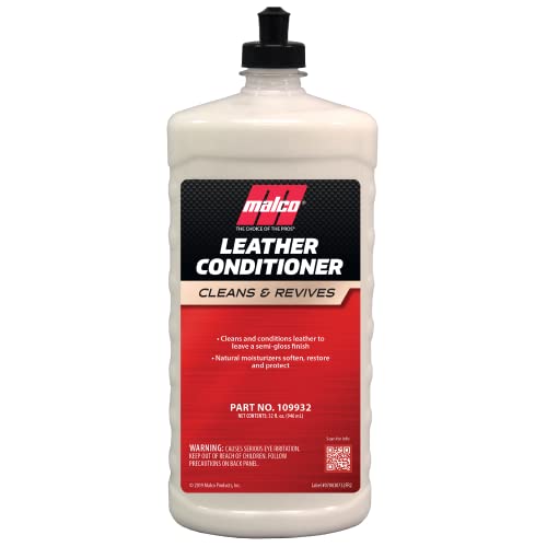 Malco Leather Conditioner for Cars - Cleans and Conditions Automotive Leather Seats & Surfaces / Natural Moisturizers Soften, Restore and Protect Leather Interiors / 32 Oz (109932)