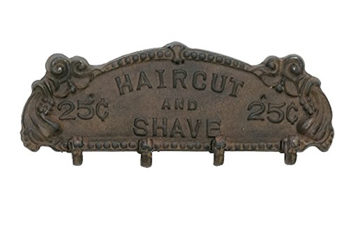 Upper Deck Antique Style Iron Barber Haircut and Shave Coat Rack Brown