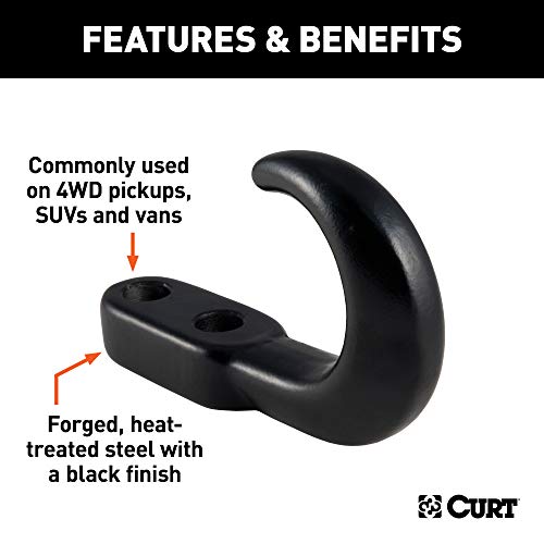 CURT 22430 Black Steel Tow Hook, 10,000 lbs Capacity