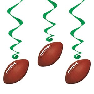 Beistle 5 Piece Football Party Hanging Swirl Sports Whirls for Game Day Tailgating Decorations, 40", Brown/Green/White