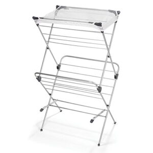 polder two-tier free standing clothes drying rack with mesh garment dryer