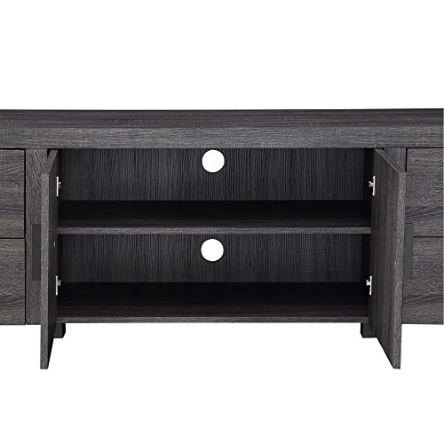 Walker Edison Industrial Modern Wood Universal TV Stand with Cabinet Doors for TV's up to 80" Living Room Storage Shelves Entertainment Center, 70 Inch, Charcoal