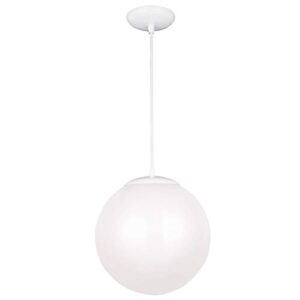 sea gull lighting 6024-15 leo globe pendant hanging modern fixture, one – light, white