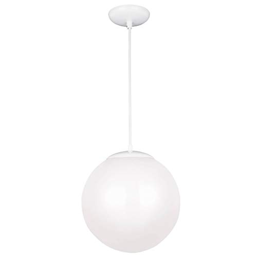 Sea Gull Lighting 6024-15 Leo Globe Pendant Hanging Modern Fixture, One - Light, White