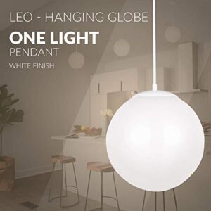 Sea Gull Lighting 6024-15 Leo Globe Pendant Hanging Modern Fixture, One - Light, White