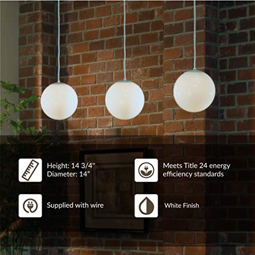 Sea Gull Lighting 6024-15 Leo Globe Pendant Hanging Modern Fixture, One - Light, White