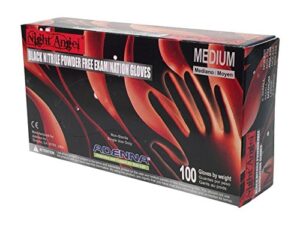 adenna night angel 4 mil nitrile powder free exam gloves (black, medium) box of 100