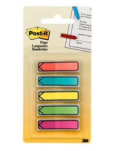 post-it arrow flags, assorted bright colors, .47 in. wide, 100/on-the-go dispenser, 1 dispenser/pack, (684-arr2)