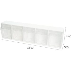 Deflecto Tilt Bins, Interlocking 5-Bins, 23" x 5" x 6.5 ", White (20503OP)