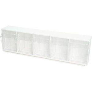 Deflecto Tilt Bins, Interlocking 5-Bins, 23" x 5" x 6.5 ", White (20503OP)