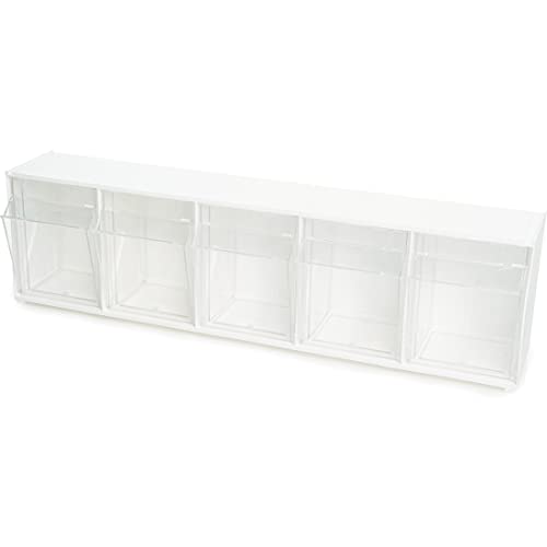 Deflecto Tilt Bins, Interlocking 5-Bins, 23" x 5" x 6.5 ", White (20503OP)