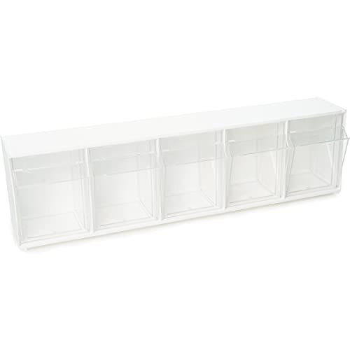 Deflecto Tilt Bins, Interlocking 5-Bins, 23" x 5" x 6.5 ", White (20503OP)