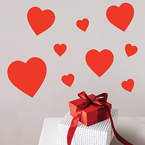 Beistle Printed Cardstock Paper Heart Cut Outs 9 Piece Valentine's Day Decorations, 4" - 12", Red