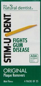 stim-u-dent plaque removers, mint flavor 4-25 packs [100 picks] (pack of 10)