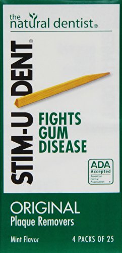 Stim-U-Dent Plaque Removers, Mint Flavor 4-25 Packs [100 Picks] (Pack of 10)