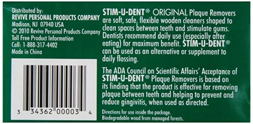 Stim-U-Dent Plaque Removers, Mint Flavor 4-25 Packs [100 Picks] (Pack of 10)