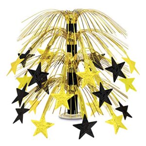 beistle shimmering star cascade awards night table centerpiece hollywood vip party supplies birthday graduation new year’s eve decorations, 18″, black/gold