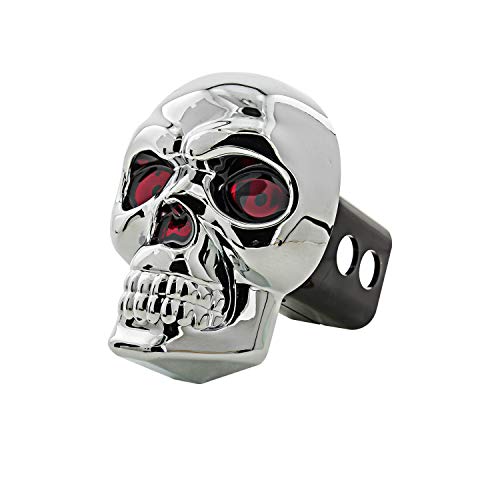 Bully CR-018 Chrome ABS Plastic Universal Fit Truck Skull LED Brake Light Hitch Cover Fits 1.25" and 2" Hitch Receivers for Trucks from Chevy (Chevrolet), Ford, Toyota, GMC, Dodge RAM, Jeep