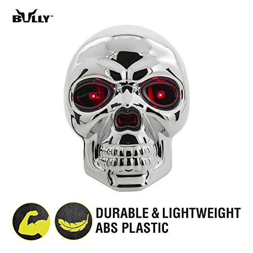 Bully CR-018 Chrome ABS Plastic Universal Fit Truck Skull LED Brake Light Hitch Cover Fits 1.25" and 2" Hitch Receivers for Trucks from Chevy (Chevrolet), Ford, Toyota, GMC, Dodge RAM, Jeep