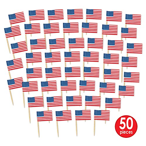 Beistle United States Of America Flag Food Picks 50 Piece Patriotic Party Supplies USA 4th Of July Decorations Labor Day Tableware