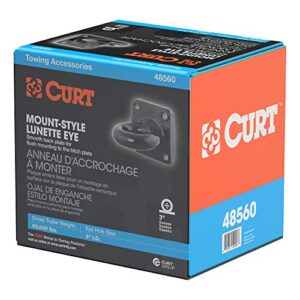 CURT 48560 Black Steel Pintle Hitch Lunette Ring 3-Inch ID, 60,000 lbs, 4-1/2-Inch Bolt Pattern