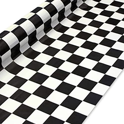 Checkered Table Roll (black & white) Party Accessory (1 count) (1/Pkg)