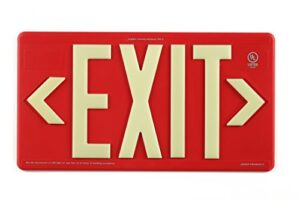 ul924 listed & listed for led lighting 100 foot jessup glo brite indoor/outdoor glow-in-the-dark (photoluminescent) single sided exit sign with frame, red, pm100 7070-b (mounts 4 ways, includes bracket and arrows)