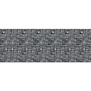 beistle brick stone wall photography backdrop textured look photo op background for weddings-halloween party decorations, 4′ x 30′, gray/black