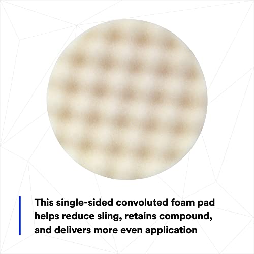 3M Foam Compounding Pad, 05723, Single Sided, Flat Back, Hook and Loop, 8 in (203.2 mm), 2 Pads/Bag , White