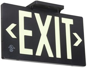 ul listed 50 foot jessup glo brite 7060-b 8.75-x-15.5-inch single sided exit sign with frame, black (mounts 4 ways, includes bracket and arrows)