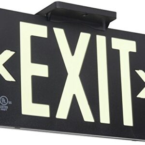 UL Listed 50 foot Jessup Glo Brite 7060-B 8.75-x-15.5-Inch Single Sided Exit Sign with Frame, Black (Mounts 4 ways, includes bracket and arrows)