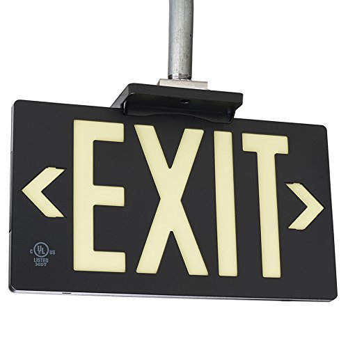 UL Listed 50 foot Jessup Glo Brite 7060-B 8.75-x-15.5-Inch Single Sided Exit Sign with Frame, Black (Mounts 4 ways, includes bracket and arrows)