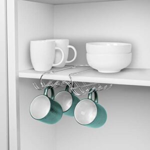 Spectrum Diversified Under The Shelf Mug Holder, Optional Mounting Slides Over Kitchen Cabinet Shelves, Holds Up to 8 Coffee Mugs & Tea Cups, 10 x 8.5 x 3 inches, Chrome