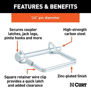 CURT 25081 Trailer Coupler Pin, 1/4-Inch Diameter x 2-3/4-Inch Long