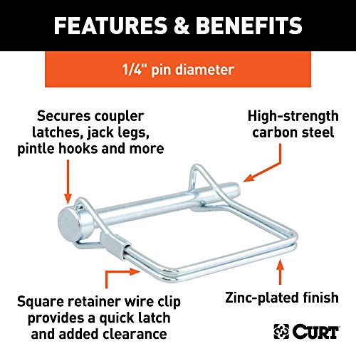 CURT 25081 Trailer Coupler Pin, 1/4-Inch Diameter x 2-3/4-Inch Long