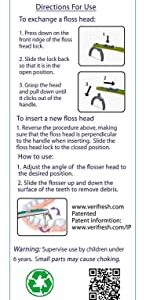 VeriFloss Dental Flosser with 10 Head Refill - Teeth Flossers for Adults & Kids, Flossing Tool - Ergonomic Design w/360° Swivel Head, Glide Lock - Reusable Floss Picks, Cleaning Kit - VeriFresh