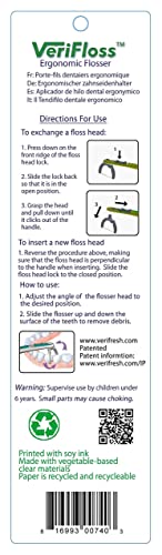 VeriFloss Dental Flosser with 10 Head Refill - Teeth Flossers for Adults & Kids, Flossing Tool - Ergonomic Design w/360° Swivel Head, Glide Lock - Reusable Floss Picks, Cleaning Kit - VeriFresh