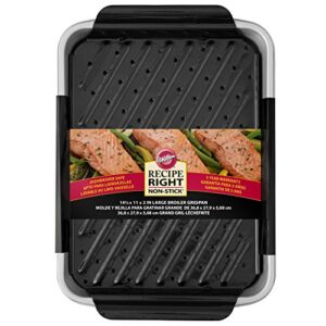 Wilton Recipe Right Non-Stick Large Broiler Pan Set, Ideal for Chicken Fajitas, Pork Chops and Rice, Halibut or Marinated Lamb Chops, 14.5 x 11-Inch