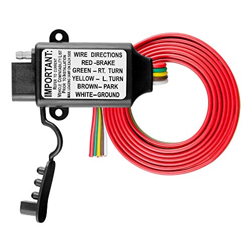 CURT 55177 Non-Powered 3-to-2-Wire Splice-in Trailer Tail Light Converter, 4-Pin Wiring Harness