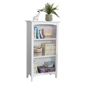 kidkraft avalon wooden three-shelf kid’s bookcase with curved arch design – white, gift for ages 3+