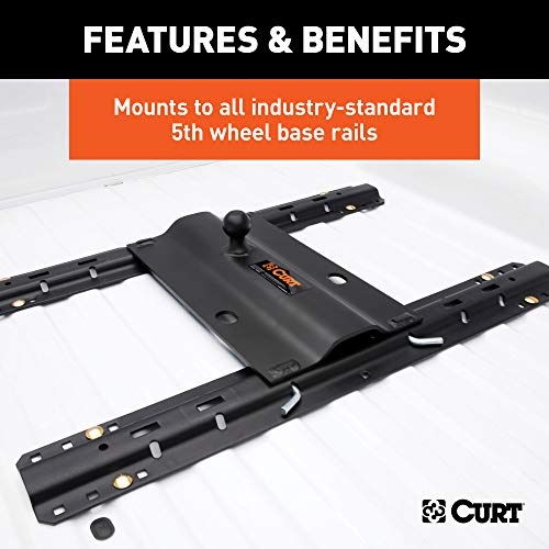 CURT 16055 Bent Plate 5th Wheel to Gooseneck Adapter Hitch, Fits Industry-Standard Rails, 25,000 lbs, 2-5/16-Inch Ball