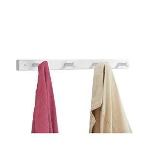 idesign wooden wall mount 4-peg coat rack for hanging jackets, leashes, purses, hats, scarves, bags in mudroom, kitchen, office, 21.5″ x 1.6″ x 3.1″, white