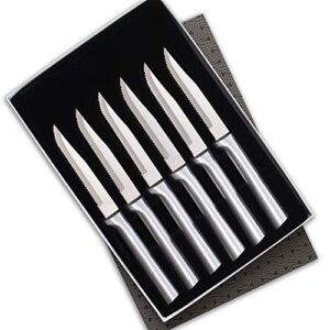 rada cutlery serrated steak knife set – stainless steel knives with aluminum handles, set of 6