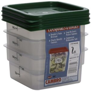 cambro set of 3 square food storage containers with lids, 2 quart
